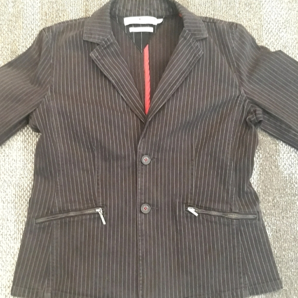 Vintage Tommy Hilfiger Jeans Pinstripe Denim Blazer (Large) + Pants (Size 10) - Picture 8 of 16